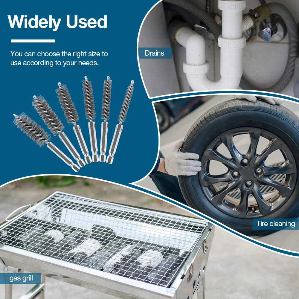 6/12Pcs Stainless Steel Wire Brush,Drilling Cleaning Brush Set