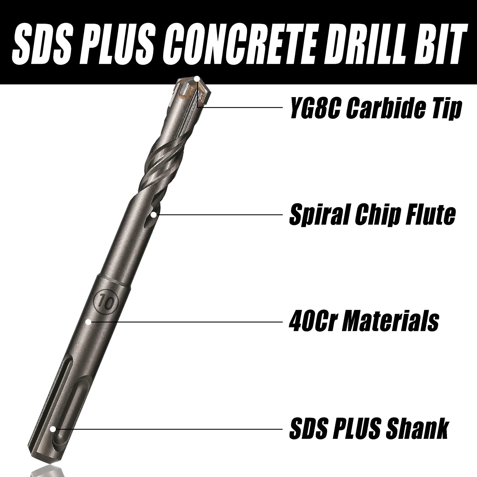 5Pcs/Set SDS PLUS Shank 5/6/8/10/12mm Concrete Impact Hammer Masonry