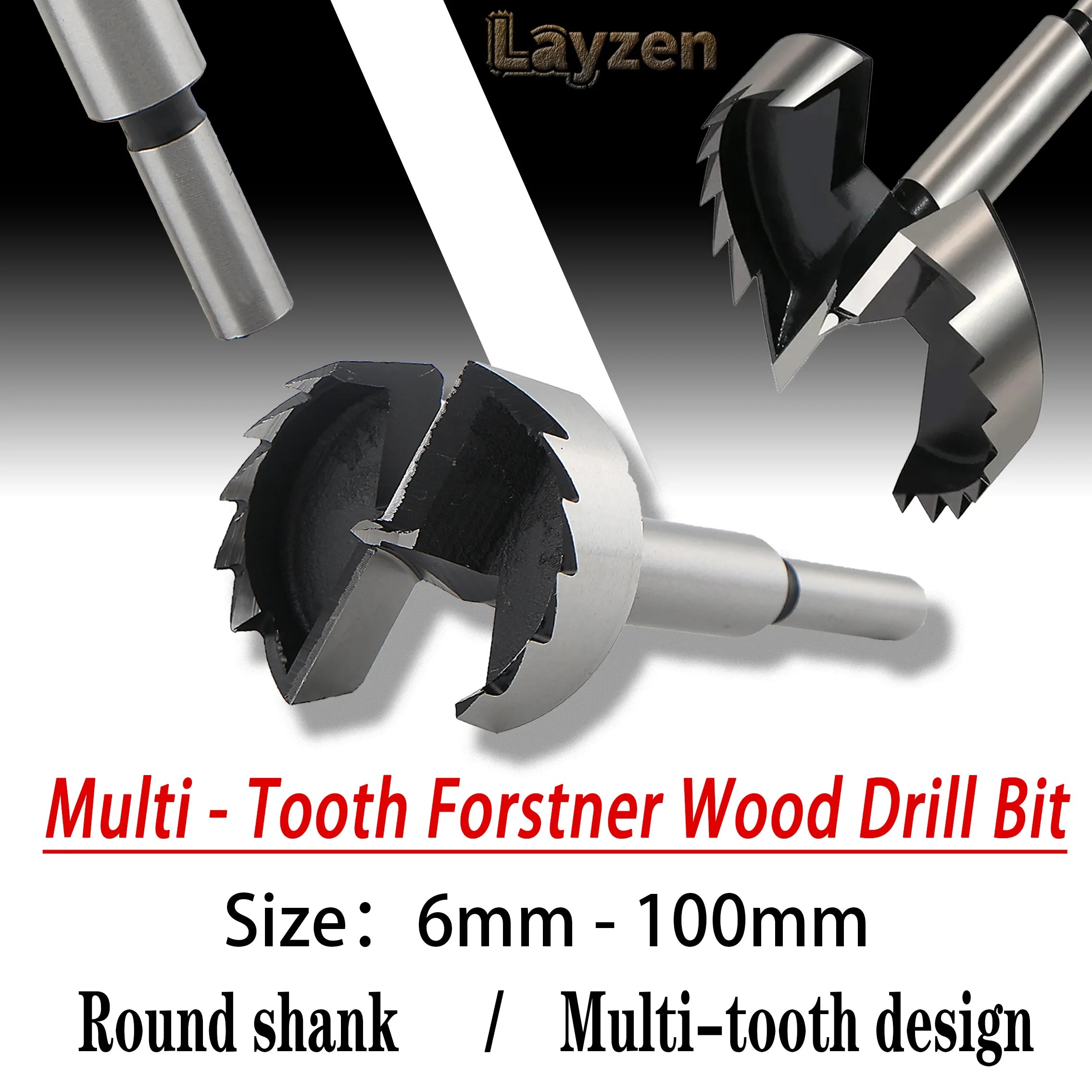 Layzen 1Pcs 6mm-100mm Multi-Tooth Forstner Drill Bits Woodworking