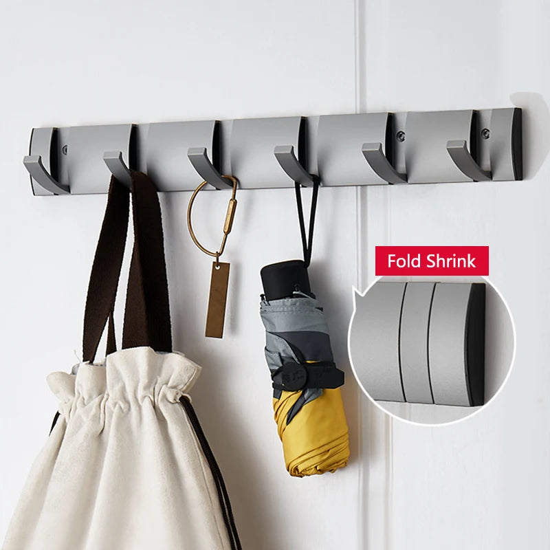 Black Golden Folding Robe Hooks Towel Hanger Nail Free Installation