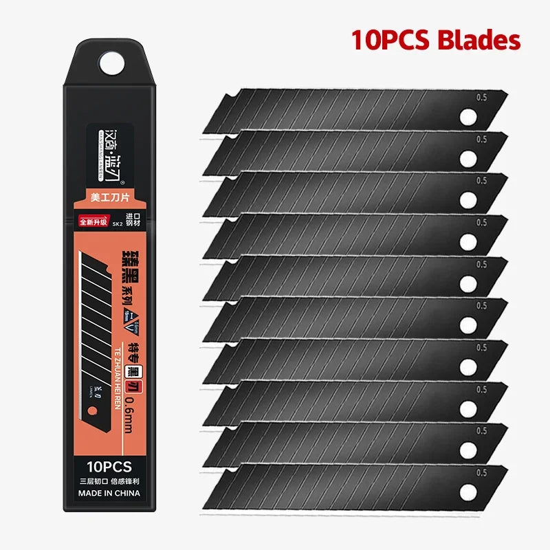 100/10PCS Carbon Steel Replace Utility Knife Blade 100mm*18mm Black