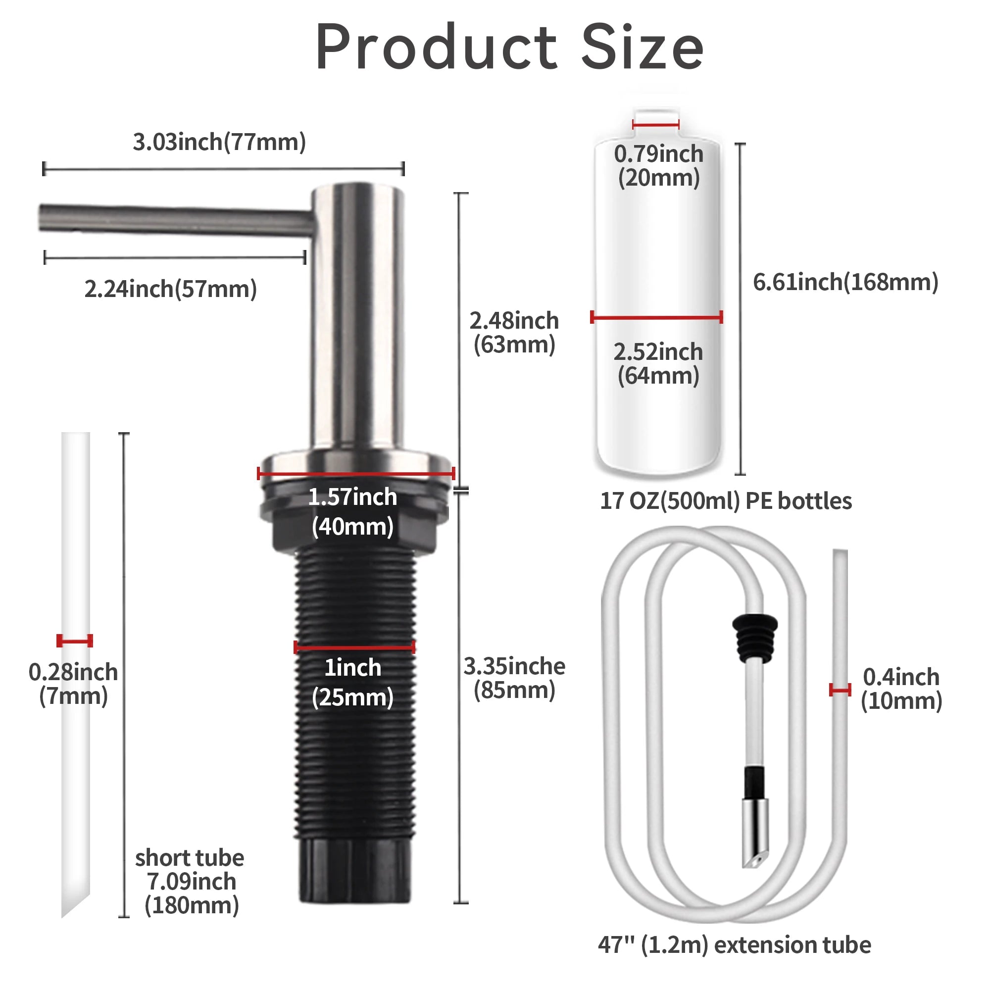 Solid 304 Stainless Steel Soap Dispenser for Kitchen Sink