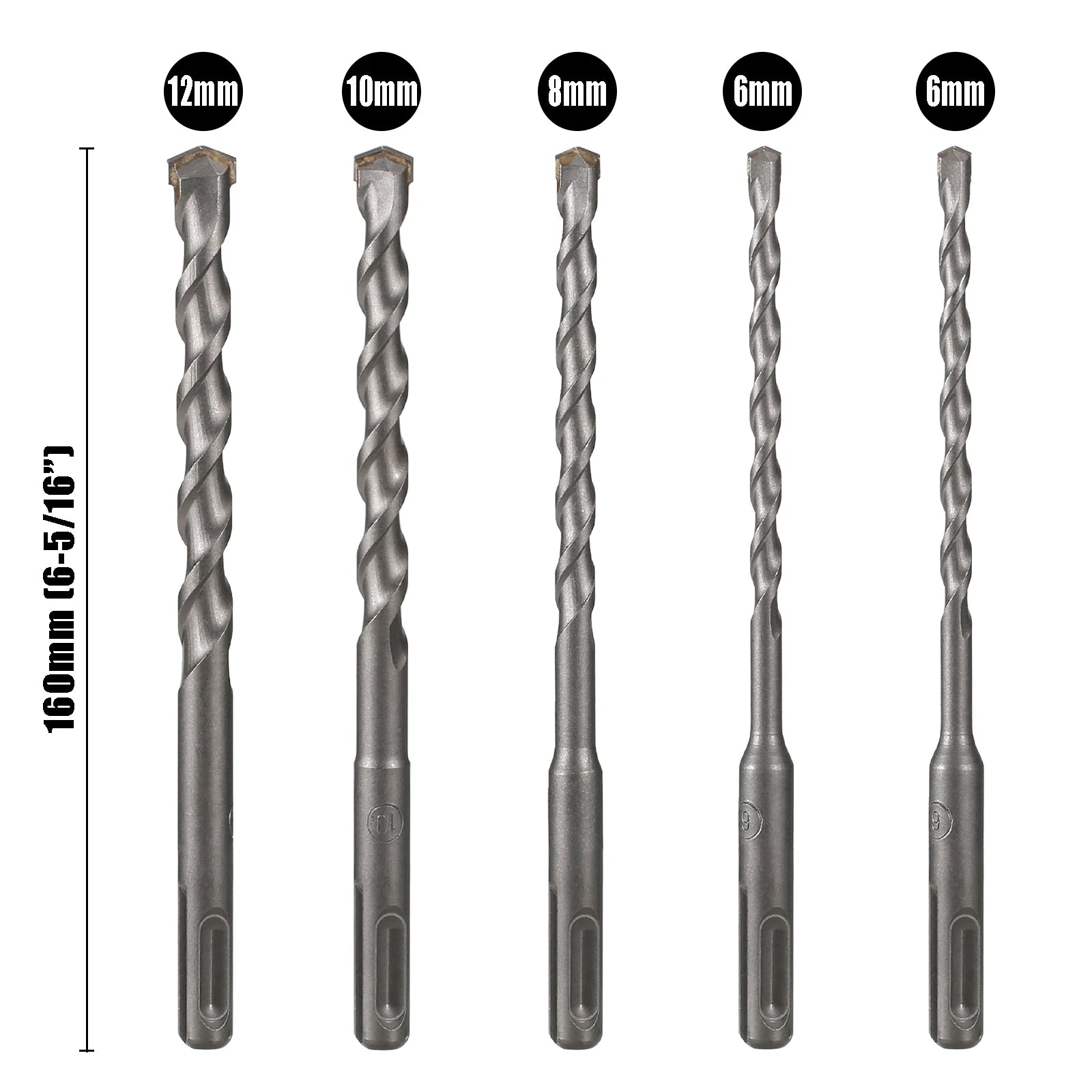 5Pack 6-6-8-10-12mm SDS PLUS Shank Electric Hammer Rotary Carbide
