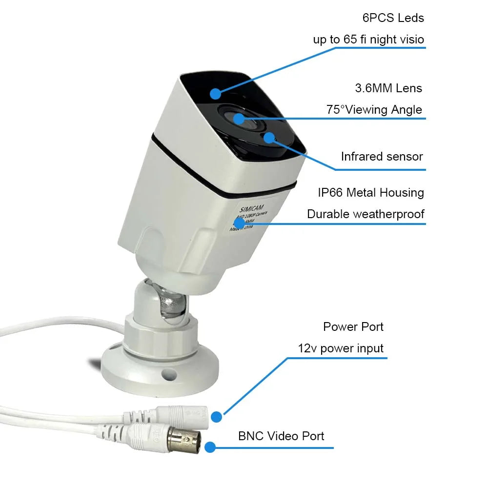 HD 720p/1080p AHD Analog Security Camera Night Vision DVR CCD