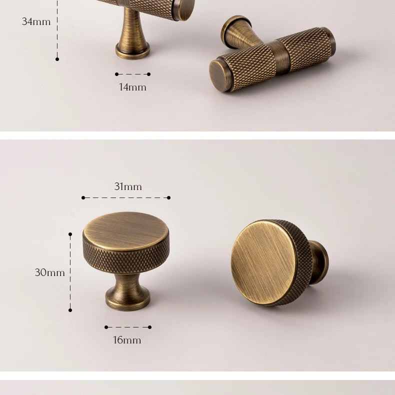 Santaya Brass Diamond-cut Cross Knurl Pattern Antique Kitchen Cabinet