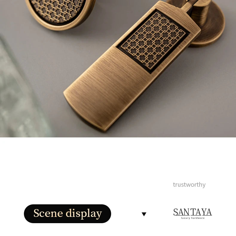 Santaya Antique Brass Handle Luxury Bronze Pull Kitchen Cabinet