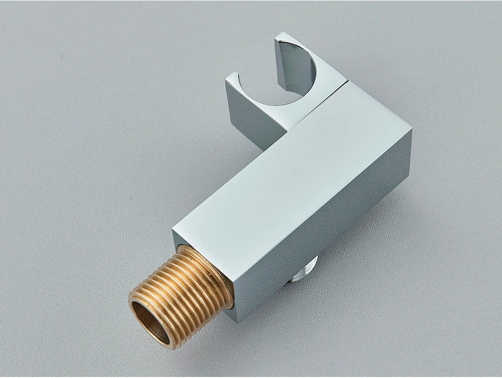 Poiqihy Chrome Shower Head Holder Handheld Shower Spray Bracket Wall