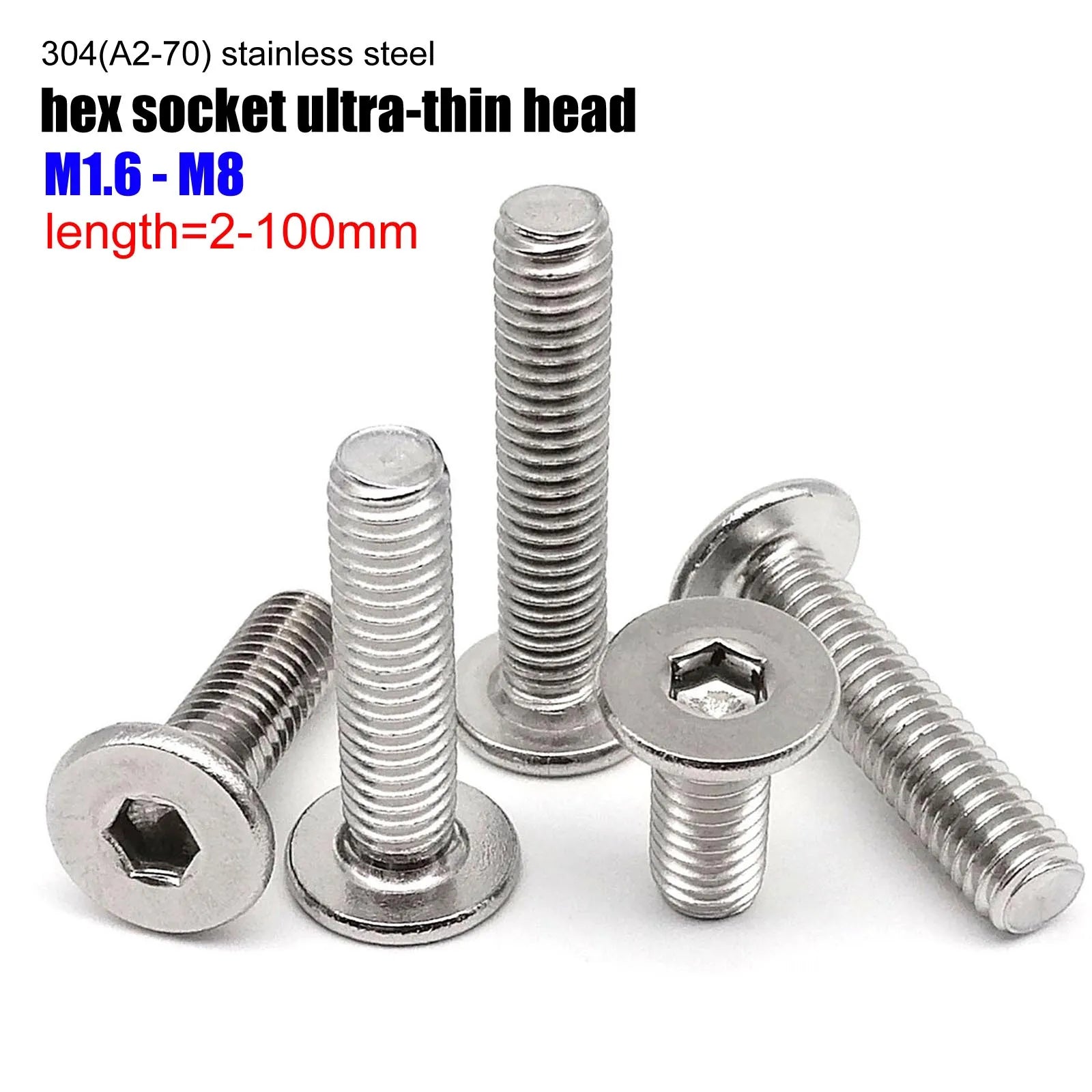 CM M1.6 M2 M2.5 M3 M4 M5 M6 M8 304 A2-70 Stainless Steel Hex Hexagon