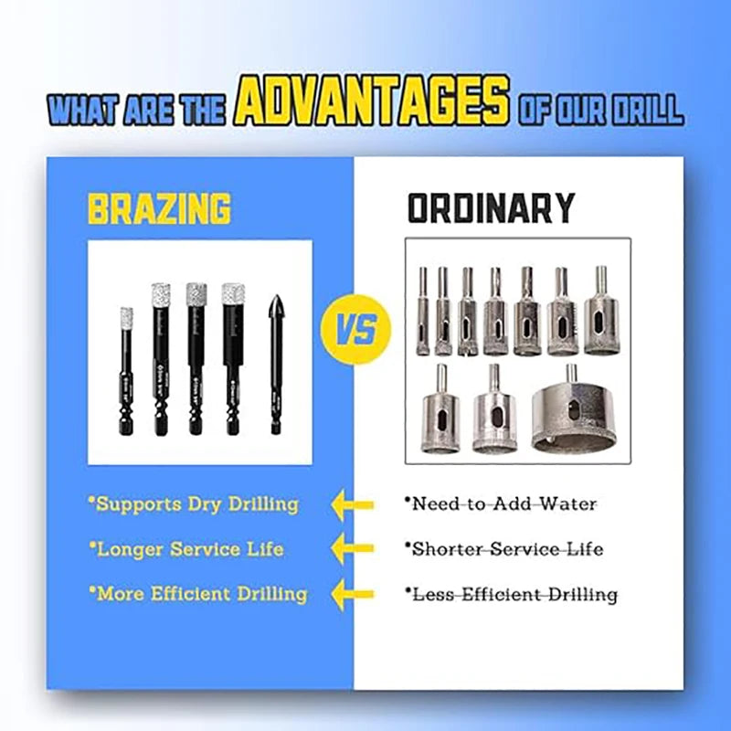 5PCS 5-15mm Dry Diamond Core Drill Bits Set For Tile Concrete
