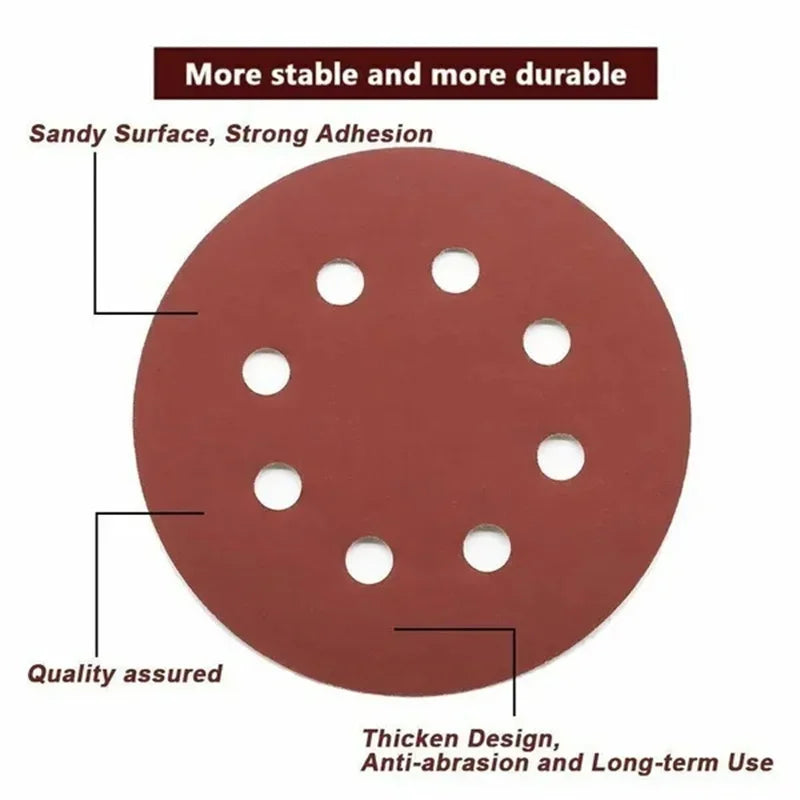 8 Hole 125mm Sandpaper Woodworking Metal Grinding Disc Abrasive