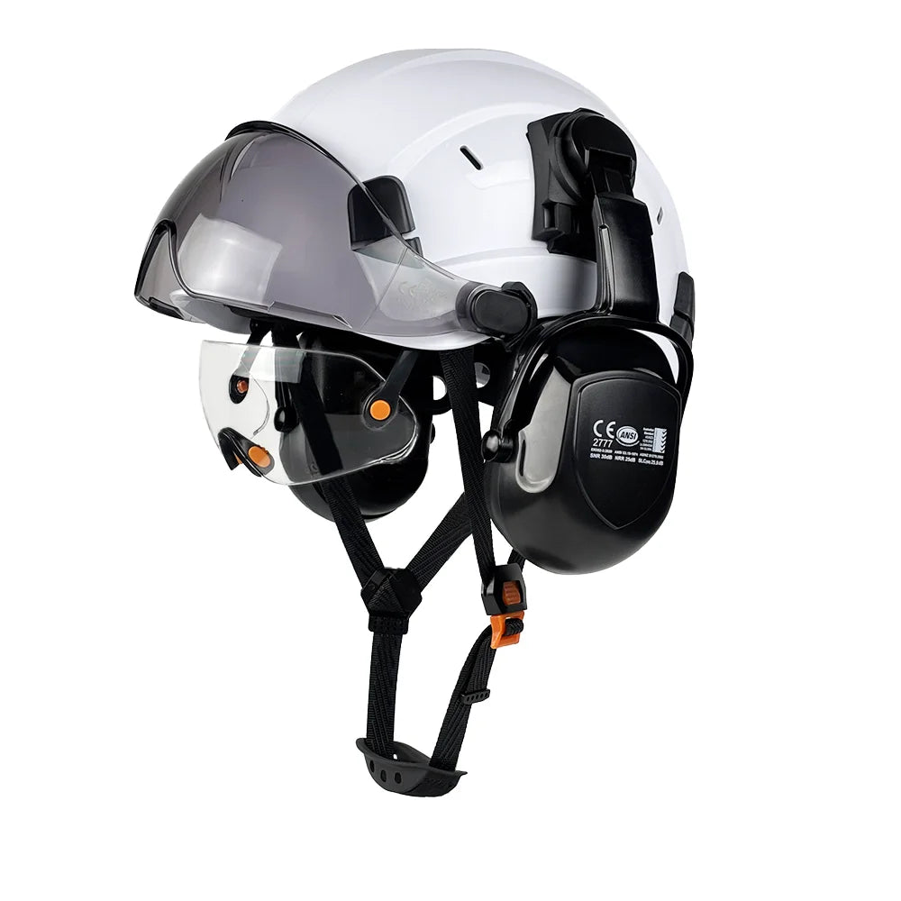 Construction Safety Helmet with Goggles & Earmuffs – CE Certified ABS Hard Hat