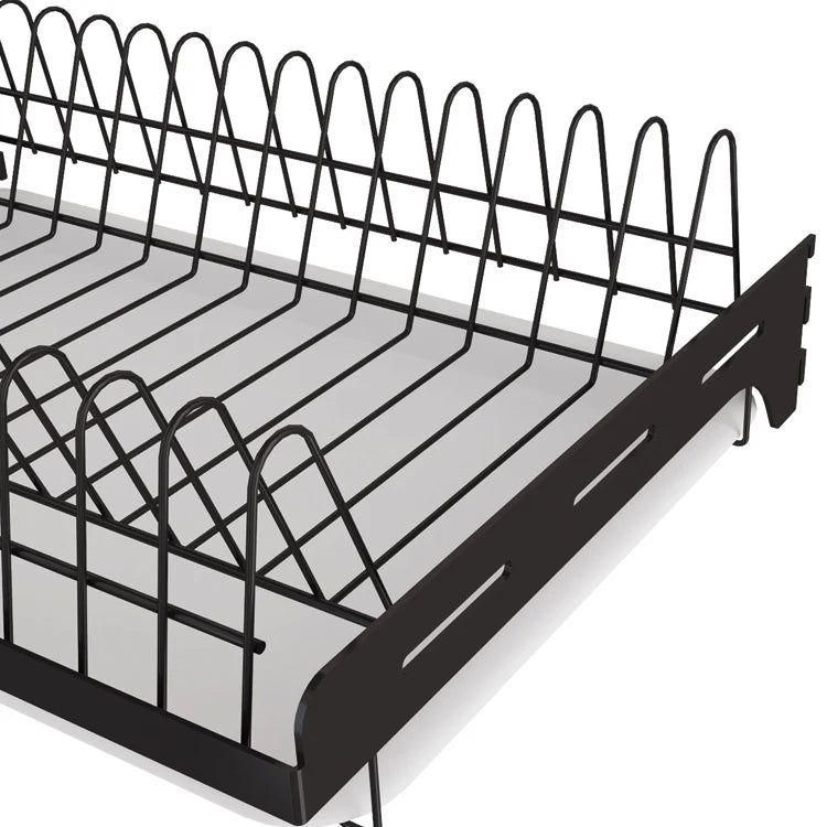 Wall-Mounted 3-Layer Stainless Steel Dish Drying Rack – Black