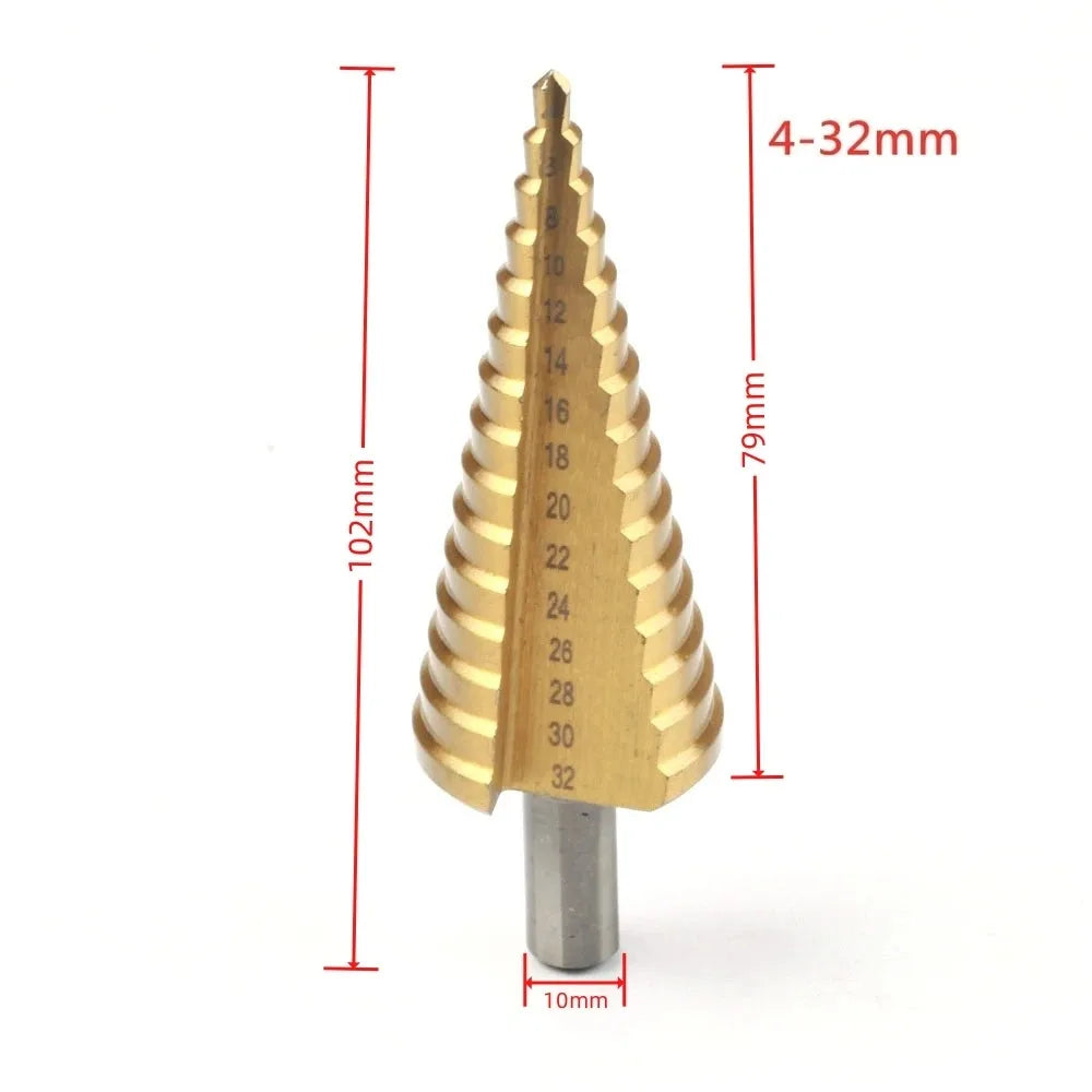 4-52mm 4-42mm 4-32mm Step Drill Bit Set Titanium Straight Flute