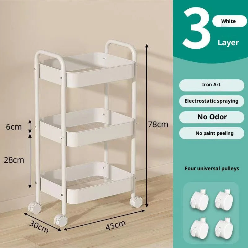 Small Trolley Multi-Layer Mobile Storage Rack for Kitchen, Bedroom,...
