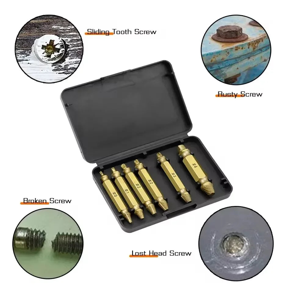 Damaged Broken Screw Extractor Drill Bit Set Stripped Broken Screw