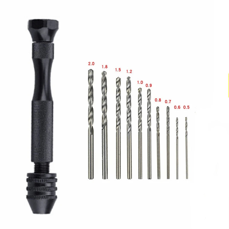 Mini Micro Aluminum Hand Drill With Keyless Chuck HSS Steel Twist