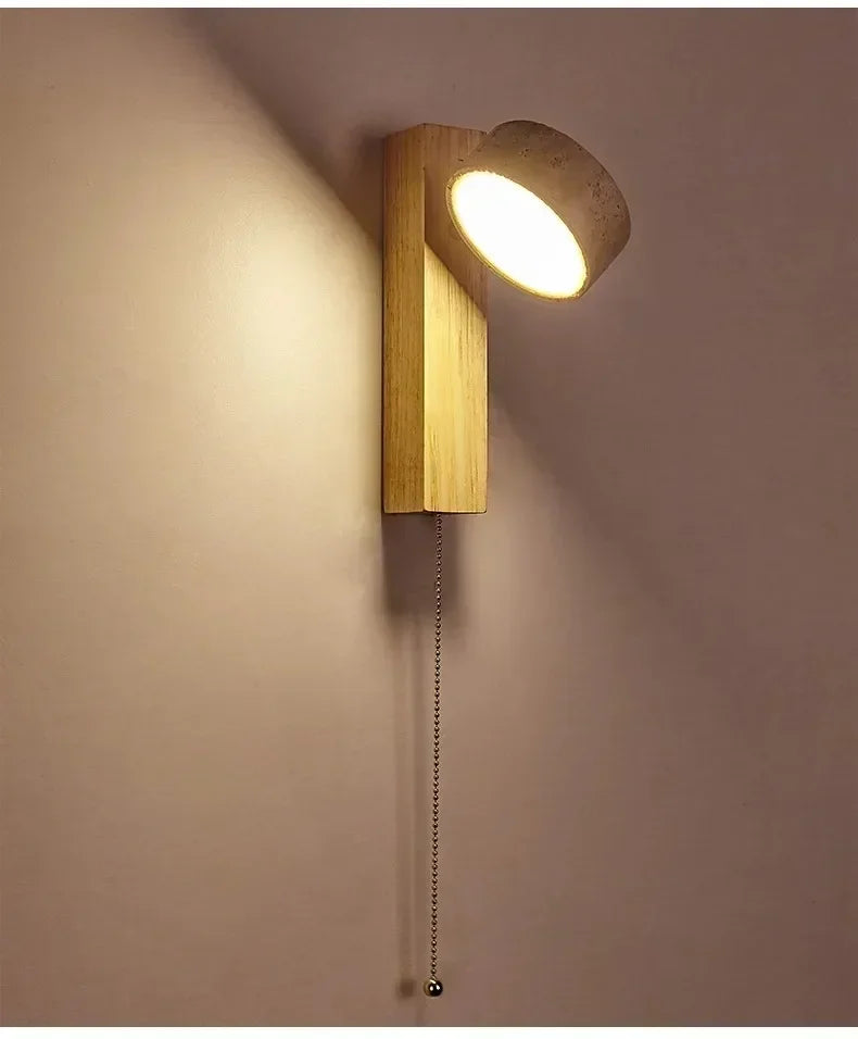 Rotatable Spanish Natural Limestone Round LED Wall Lamp Double‑Sided