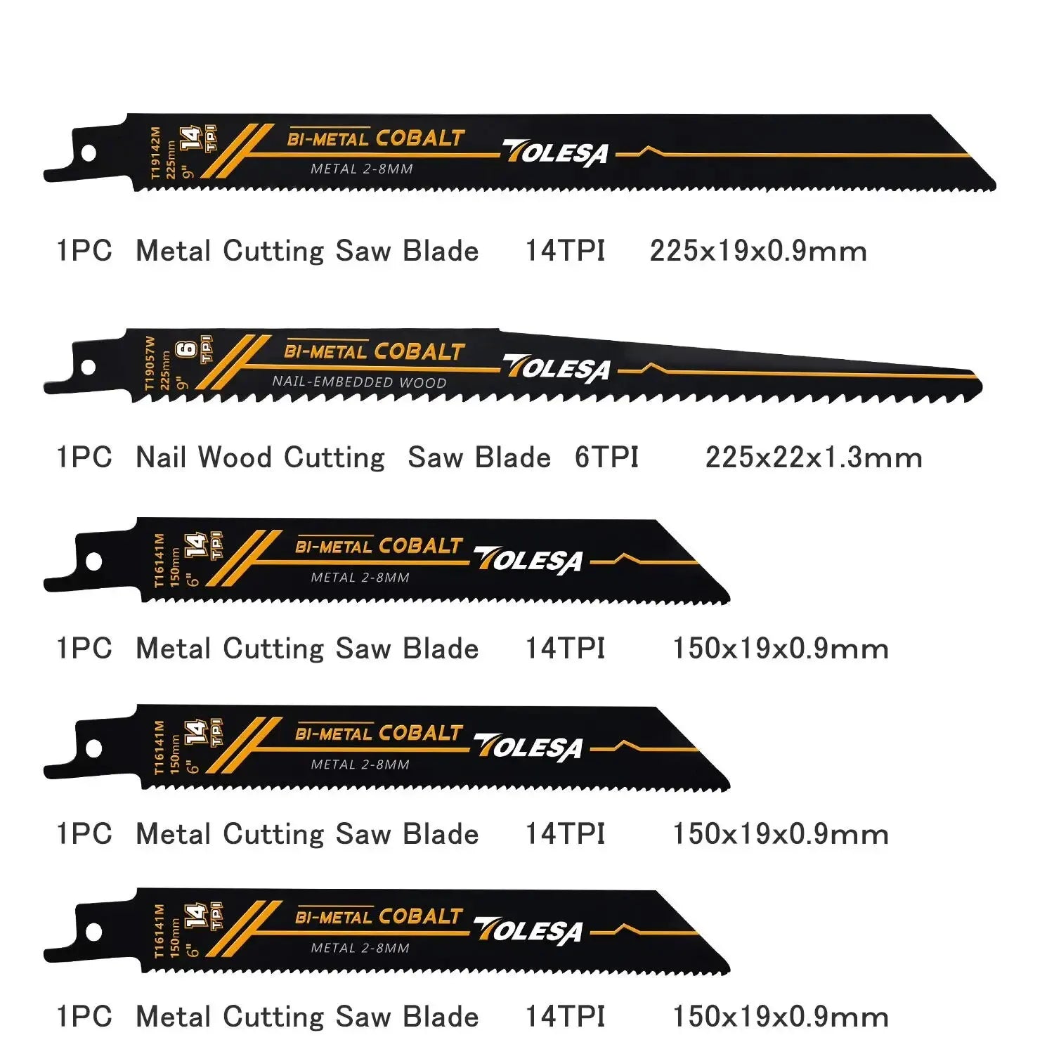 TOLESA 10-Pack Bi-Metal Reciprocating Saw Blades – Wood, PVC & Metal
