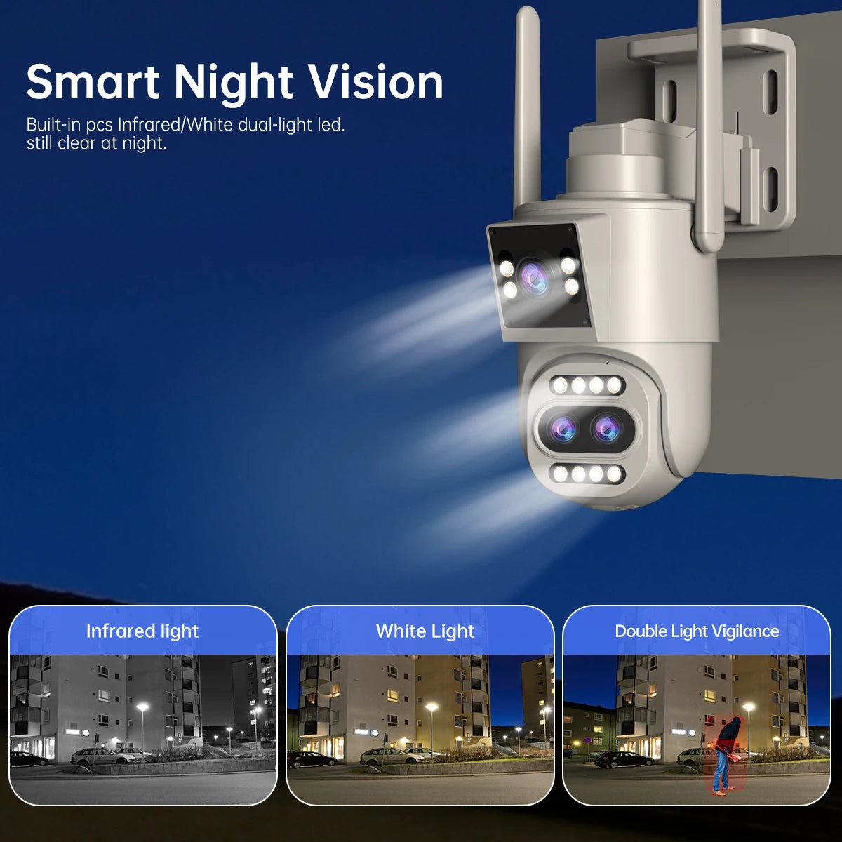 JOOAN 4K 8MP WiFi Surveillance Camera Outdoor Three-Lens Dual Screen
