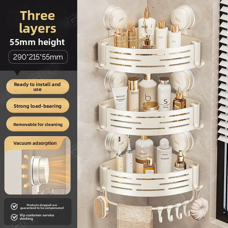 Bathroom suction cup triangular basket storage rack, bathroom washb