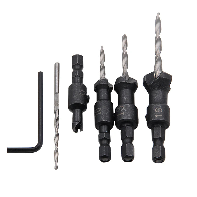 4pc Cone-shaped Countersunk Head Drill Hexagonal Shank Hole Expanding