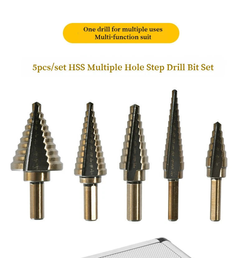5-in-1 multi-step drill bit, high-precision drilling step drill bit