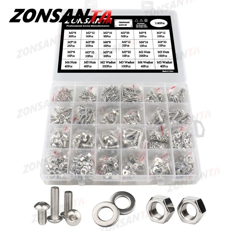 M2 M2.5 M3 M4 M5 304 Stainless Steel Screw Allen Hexagon Hex Socket...