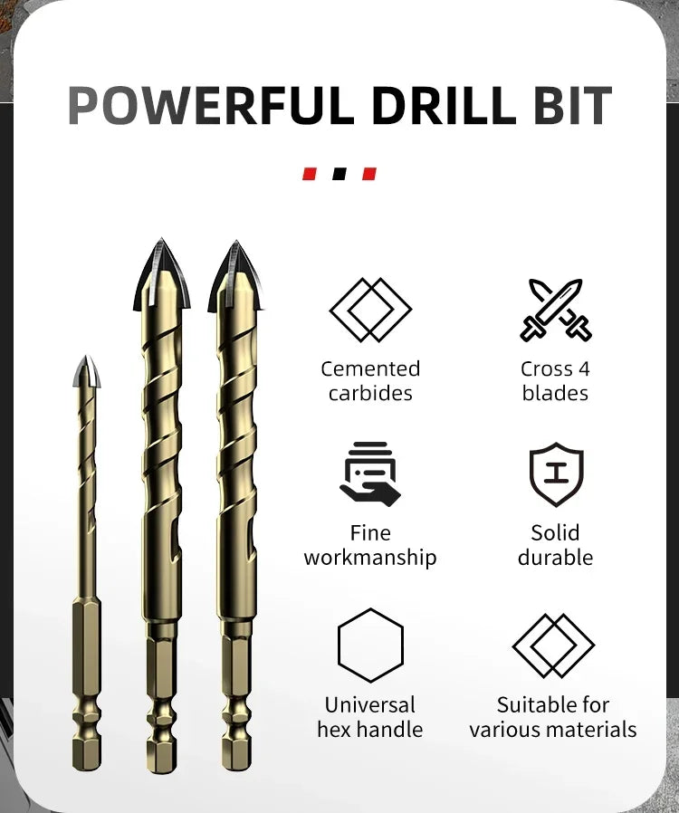 High Hardness Glass Four Edge Drilling 6mm Overlord Drill Tile Bit