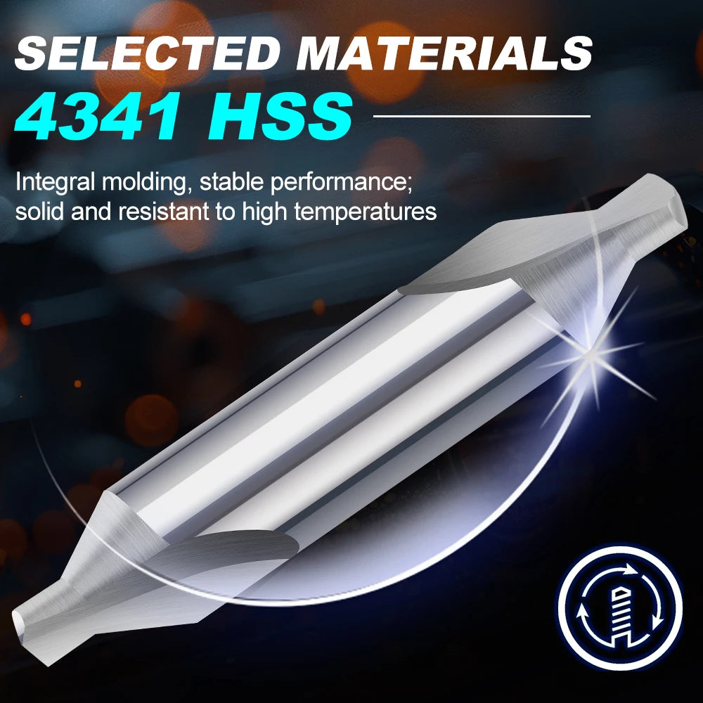 XCAN HSS Center Drill Bits 60-Degree Angle Center Drill Bits