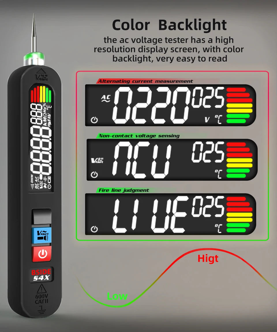 BSIDE Voltage Tester Pen 12V-300V Non-Contact Detection Leakage Live