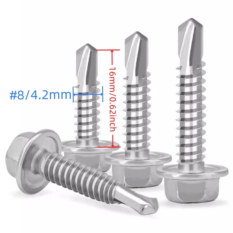 410 #8 #10 Stainless Hex Washer Head Self Drilling Screws 4.2mm/4.8mm