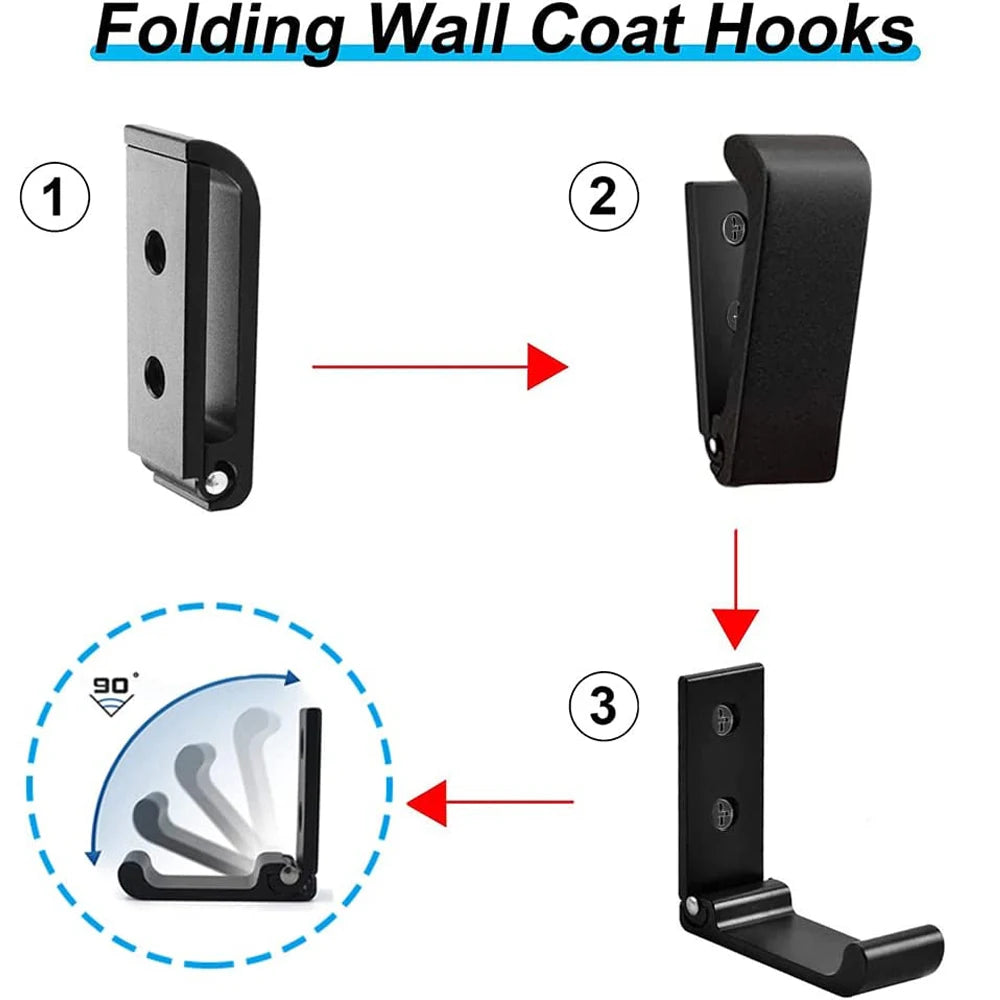 4Pcs Folding Coat Hooks Heavy Duty Aluminum Wall Mount Clothes Rack