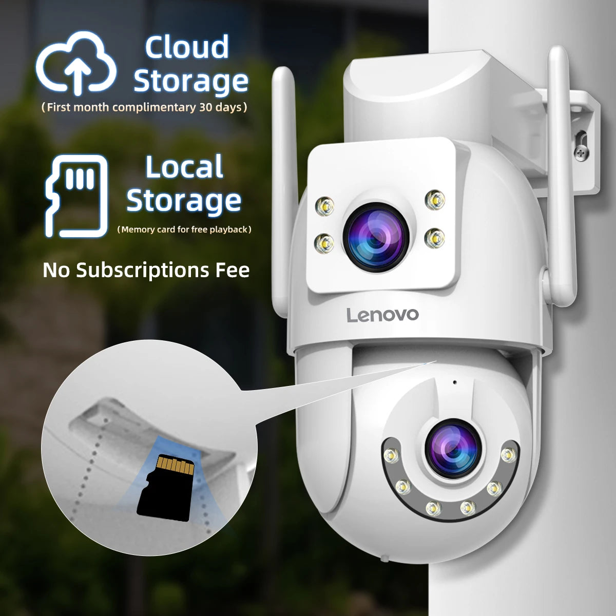 Lenovo 4MP HD Wifi PTZ Camera Outdoor Dual Lens Dual Screen Auto