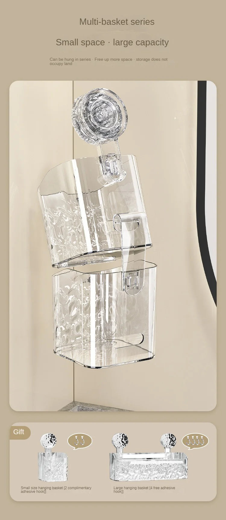 Acrylic Shelf Bathroom Rotating Suction Cup Shelf Kitchen Vanity No