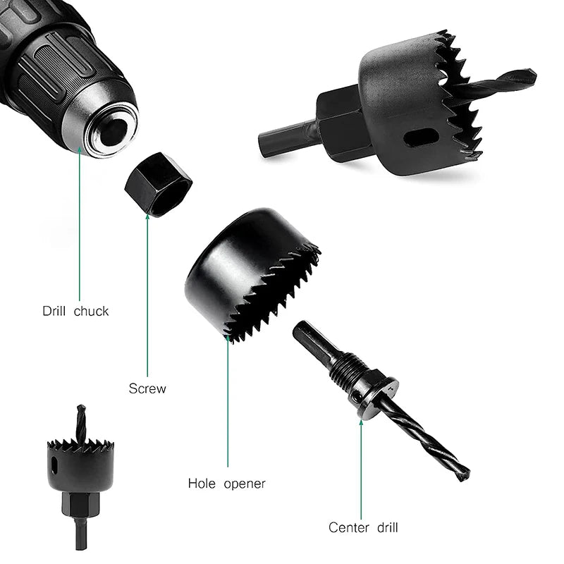 11pcs/set Hole Saw Cutting Set Kit Tools 19-64mm