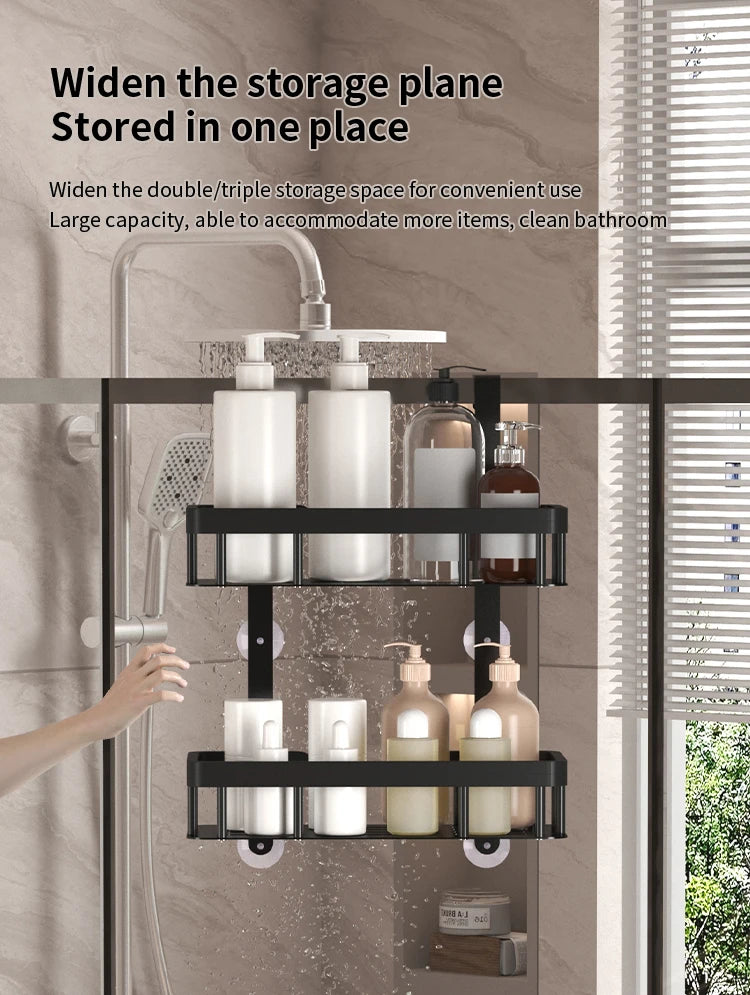 Bathroom wall mounted three-layer storage rack, door mounted rack