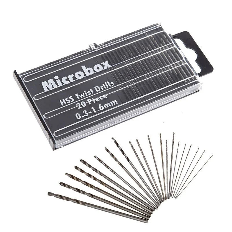 20pcs/set 0.3mm-1.6mm Mini High Speed Steel Twist Drill Bit Set Micro