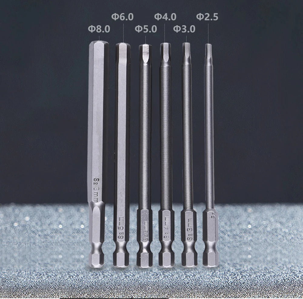 8pcs 100mm Hex Head Allen Wrench Drill Bits Set SAE Metric Allen