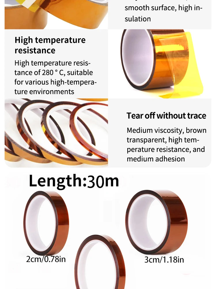 30m Long Gold Finger High Temperature Resistant Tape Polyimide Tape