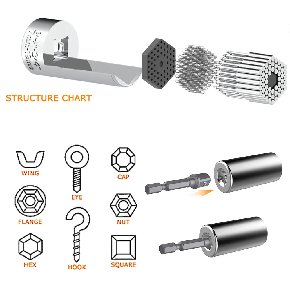Universal Socket Wrench Head Set Sleeve Gadget 7-19mm Power Drill