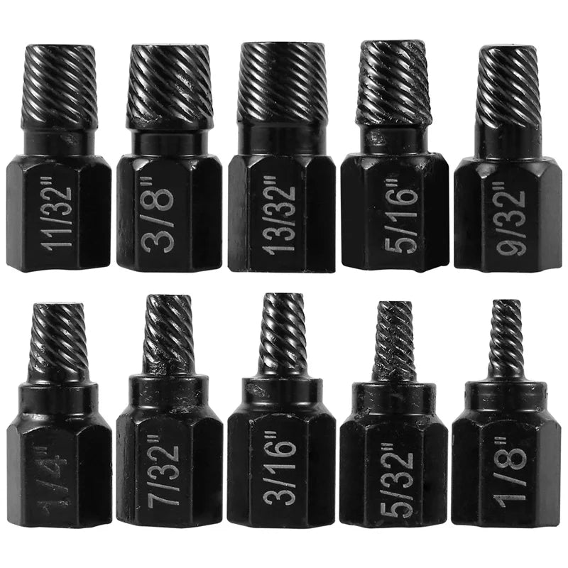 Screw Extractor Kit — 10 or 13-Piece Damaged Bolt & Stud Remover Set