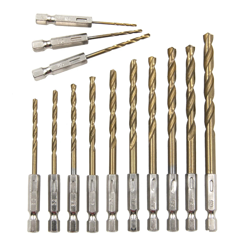 Hexagonal Handle 13pc Titanium Plated Fried Dough Twists Drill