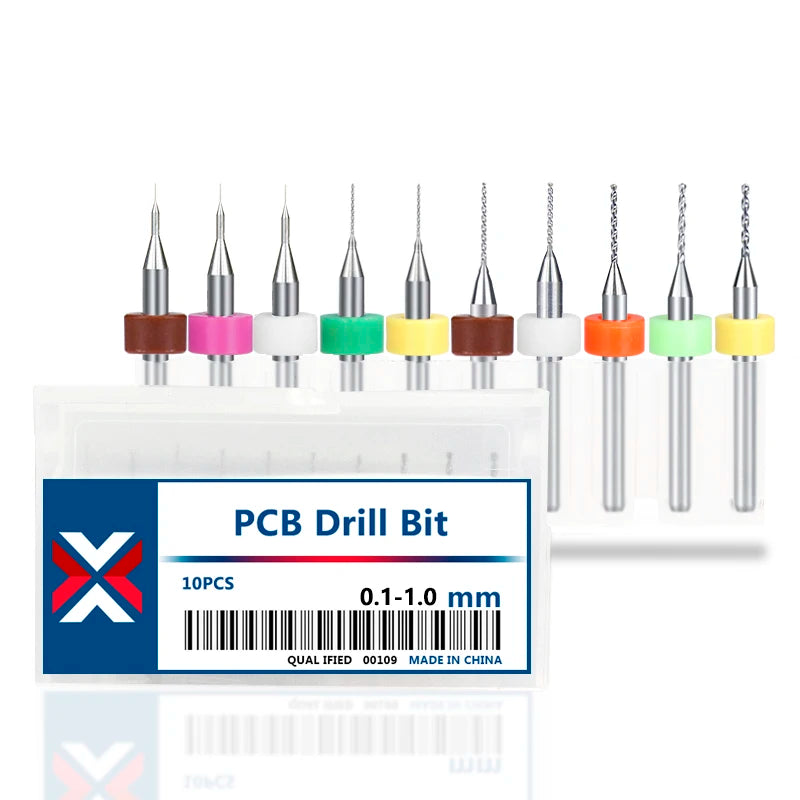 PCB Micro Drill Bit Set 10-Pack — 0.3mm to 1.2mm Tungsten Carbide f