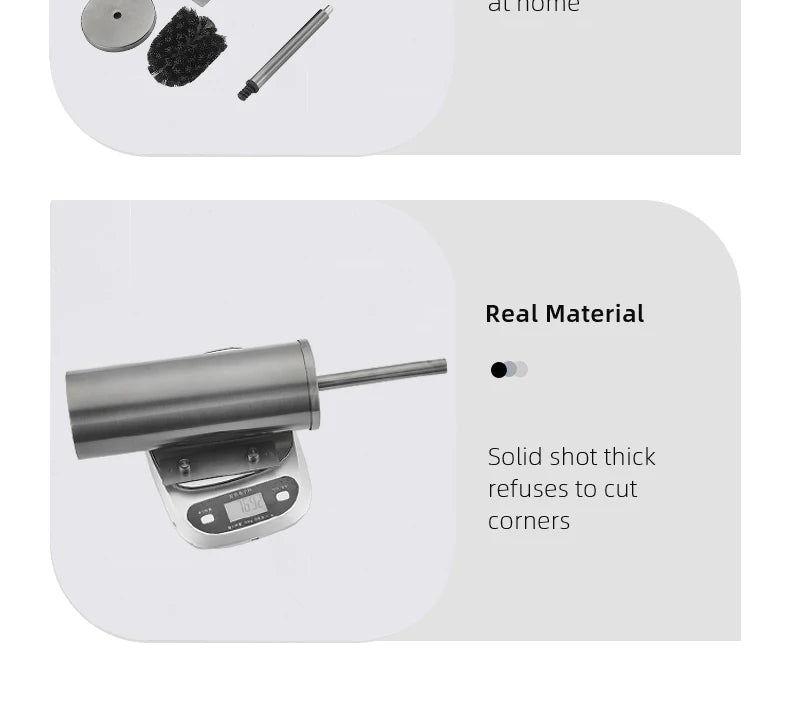 Toilet Brush Wall Mounted 304 Stainless Steel Cleaning Tools No Drill