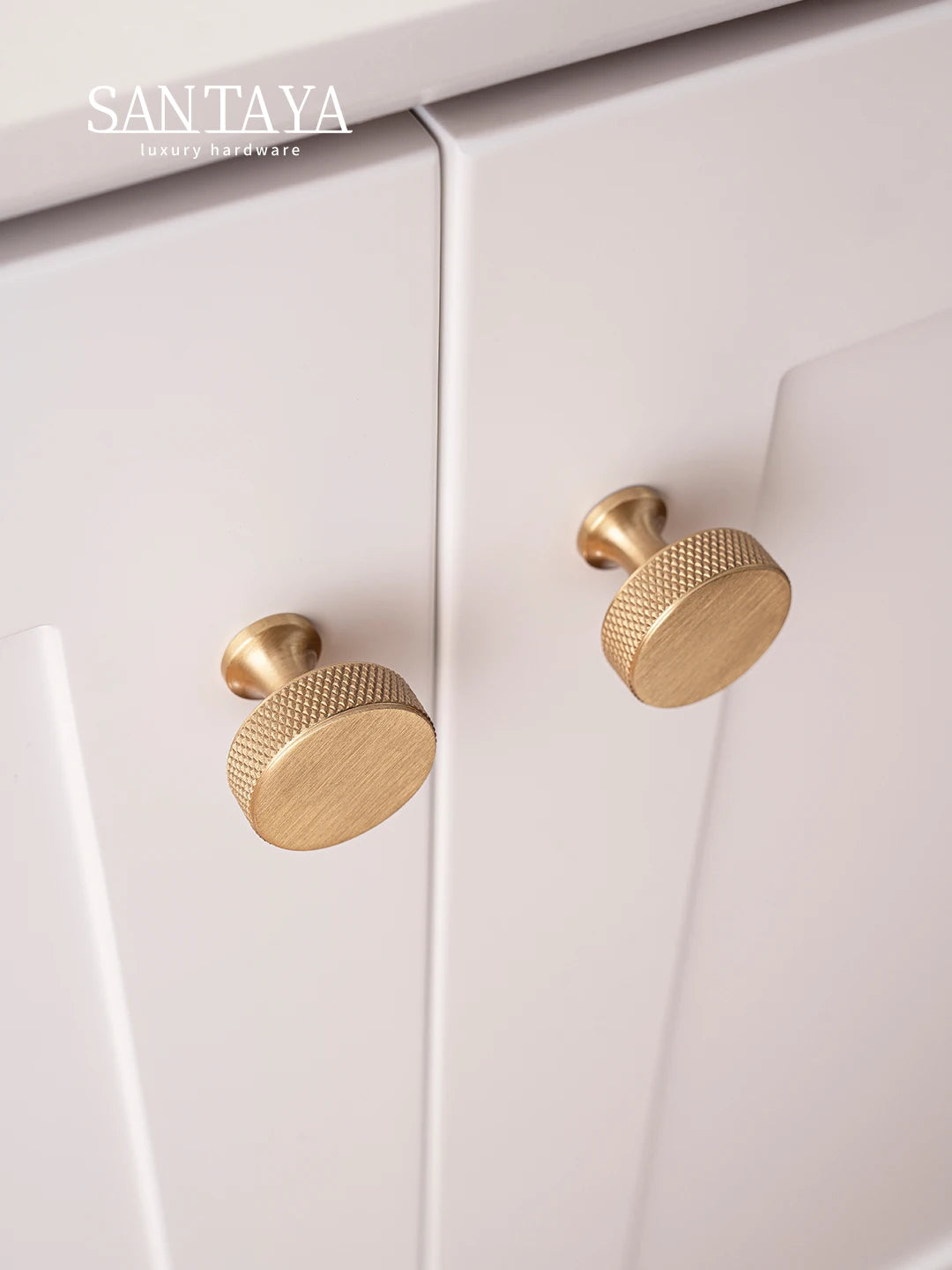 Santaya Solid Brushed Brass Handle Cross Knurled Kitchen Cabinet