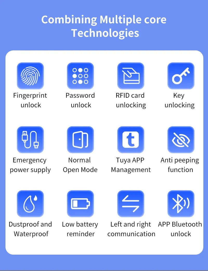 Tuya App Bluetooth Smart Fingerprint Door Lock Password Mechanical