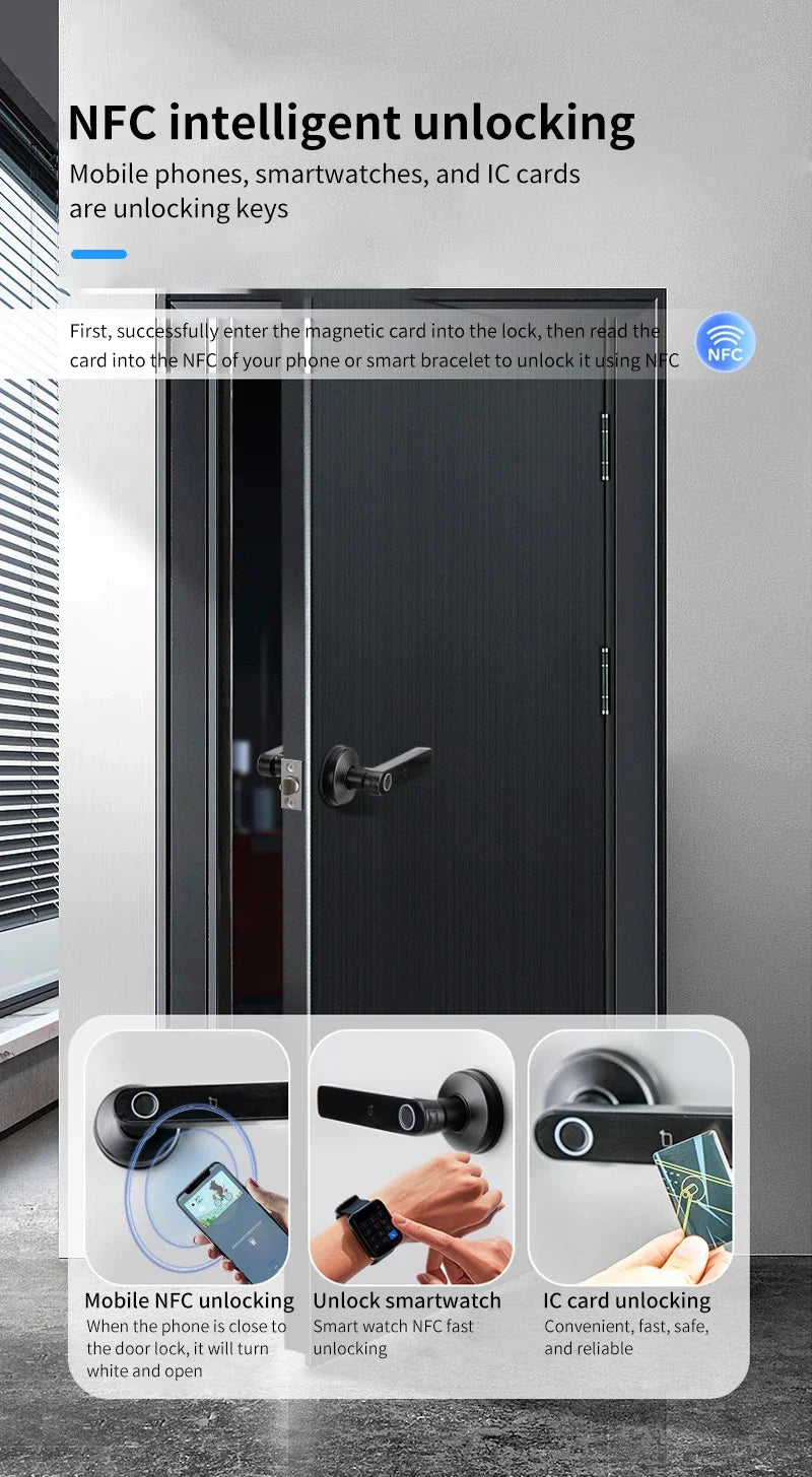 Tuya App Bluetooth Smart Fingerprint Door Lock Password Mechanical