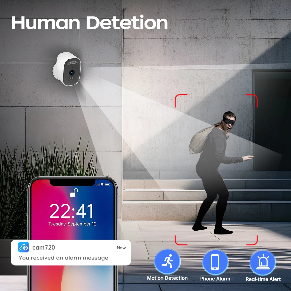 JOOAN 2K Solar Security Camera Outdoor 2.4G WiFi Human Detection IP