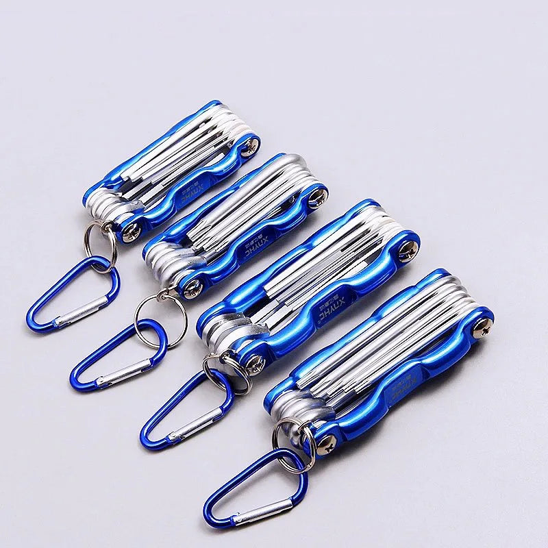 Portable Folding Hex Wrench Allen Set Metal Metric System Torx