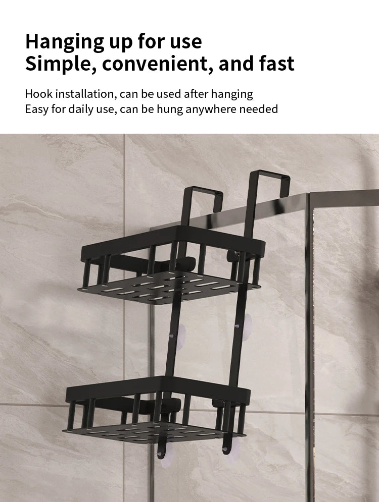 Bathroom wall mounted three-layer storage rack, door mounted rack